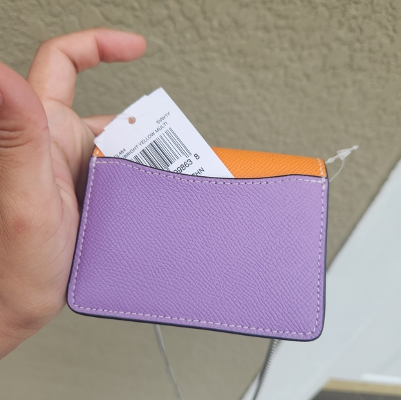 NWT Coach Brown Mini Wallet on a Chain in Colorblock - Picture 11 of 16